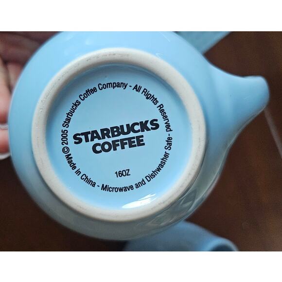 Starbucks Mugs Light Blue Pot Belly Barrel 16 oz Coffee Tea Mug (2)- 2005 - Picture 2 of 6